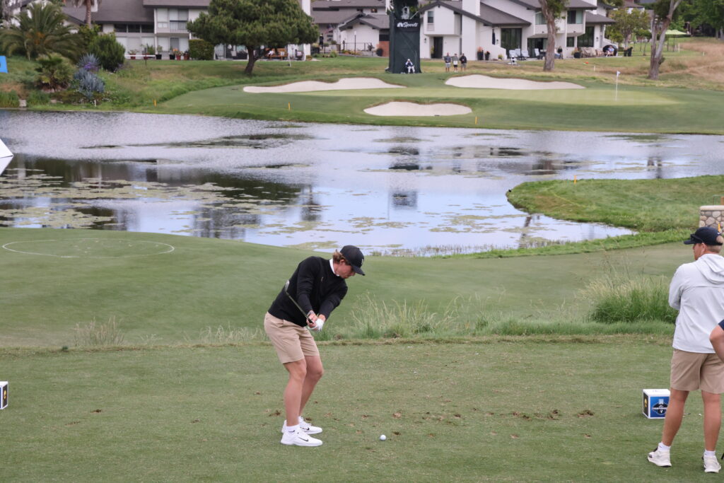 Vanderbilt's Gordon Sargent tees off Hole #16 at the 2024 NCAA DI Men's Golf Championship.