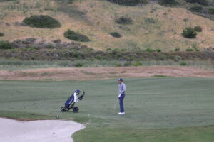 Christo Lamprecht of Georgia Tech competes in Round 1 of the 2024 NCAA DI Men's Golf Championship.