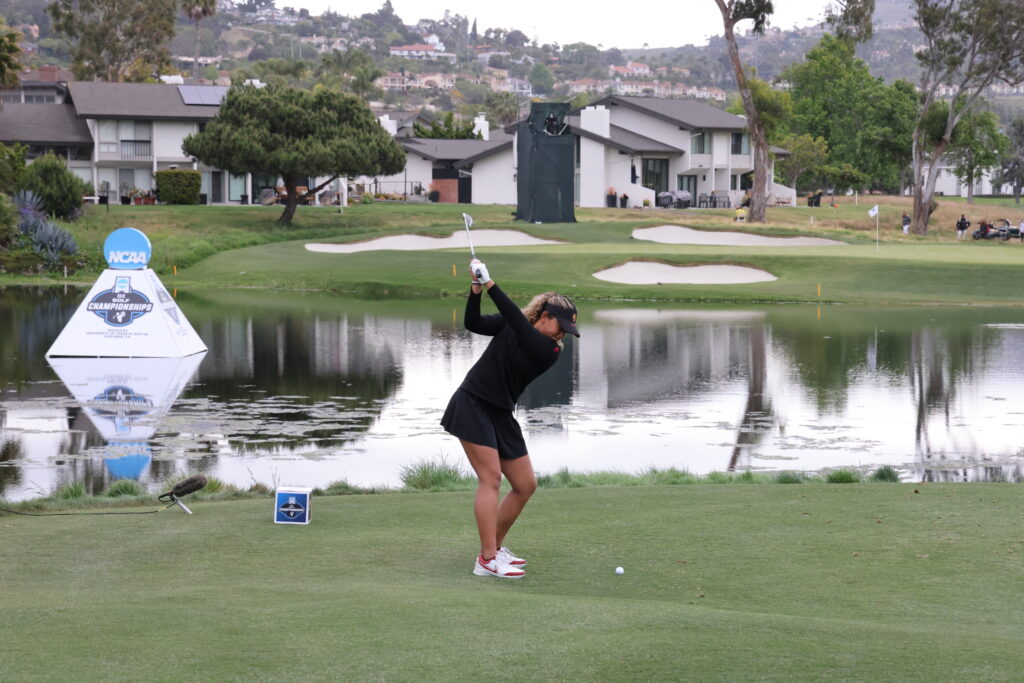 USC's Amari Avery tees off Hole #16.