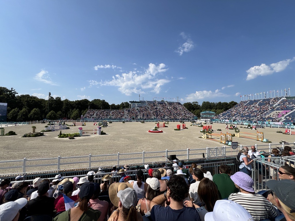 Crowds were excited for the jumping phase of the Equestrian Eventing final at the 2024 Paris Olympics.