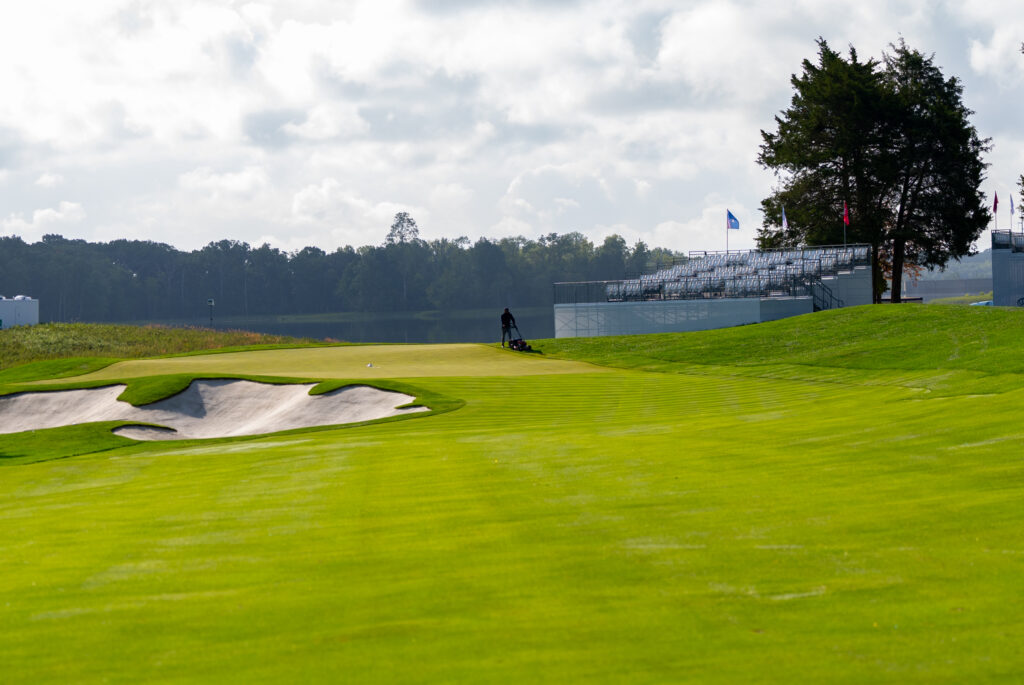 Hole #18 at the Robert Trent Jones Golf Club during the Solheim Cup.