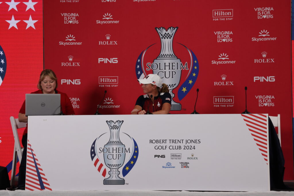 Captain Stacy Lewis shares her thoughts around September 11th at a press conference.