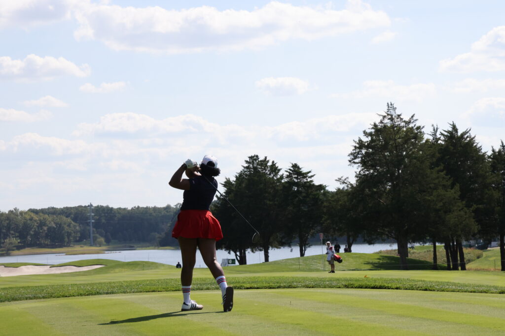 LouLou Gonzalez tees off #13 at Robert Trent Jones Golf Club.