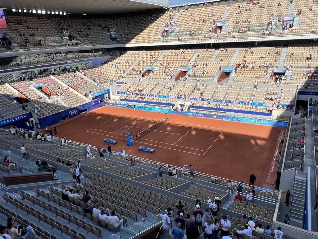 Court Philippe Chartrier at Stade Roland-Garros for the 2024 Paris Olympics and Paralympics.