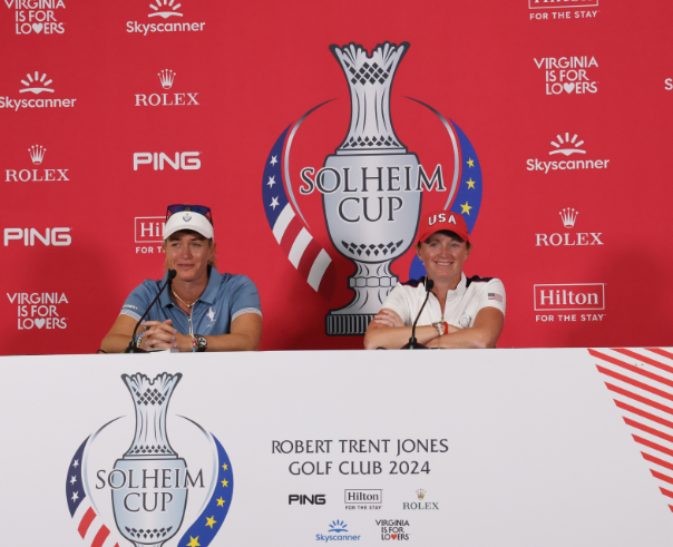 2024 Solheim Cup Captains Suzann Pettersen and Stacy Lewis (from left to right) share the first pairings.