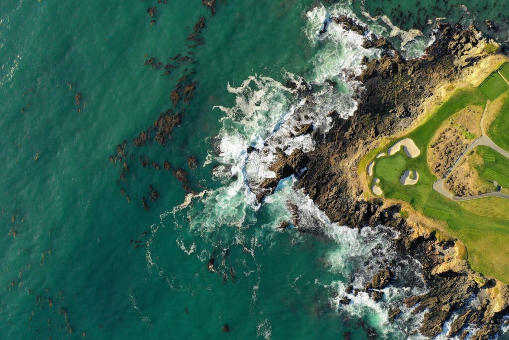 Golf course along ocean near Pebble Beach, Calif.