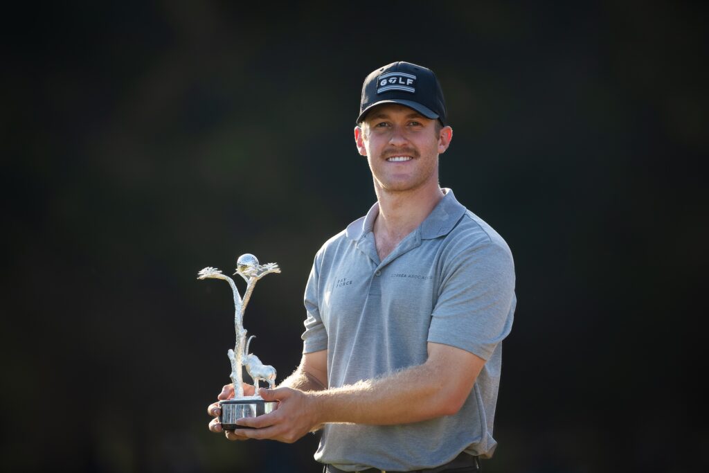Luis Carrera poses with the trophy at the FBC ZIM Open.