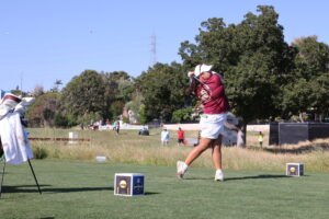 Florida State's Mirabel Ting tees off in match play.