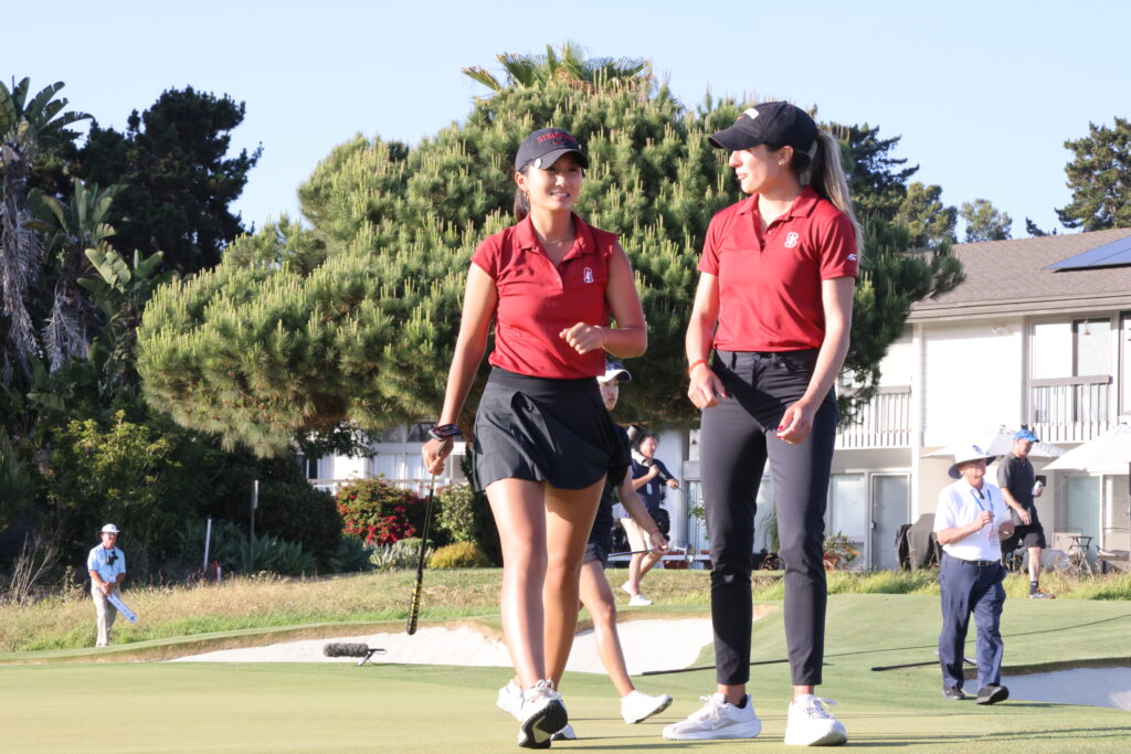 Stanford's Kelly Xu is all smiles after her birdie on hole 16.