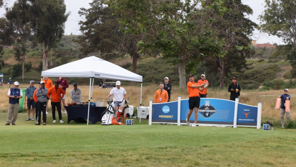 Filip Fahlberg-Johnsson tees off hole 10 after another birdie.