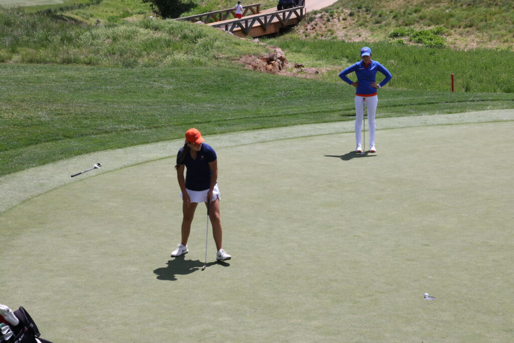 UVA sinks a great putt on hole 8.