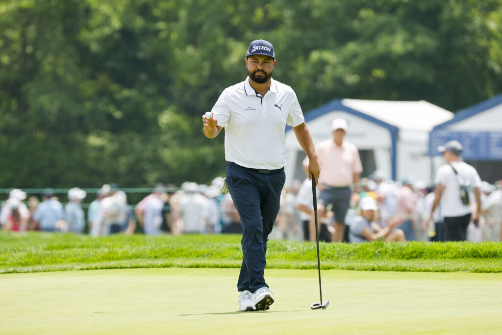J.J. Spaun on the 18th hole during the first round of the 2025 U.S. Open at Oakmont Country Club.