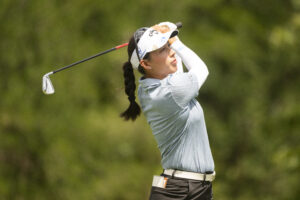 Jeeno Thitikul hits her tee shot 13th hole during the second round of the KPMG Women's PGA Championship.
