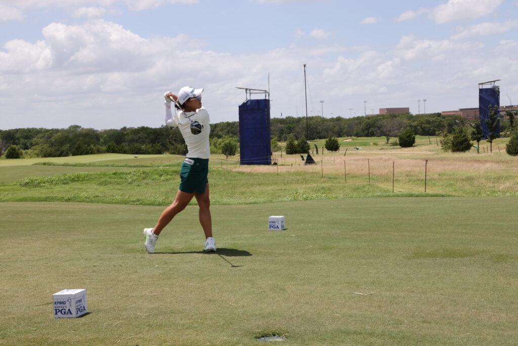 Minjee Lee tees off hole 7 during the third round of the KPMG Women's PGA Championship.