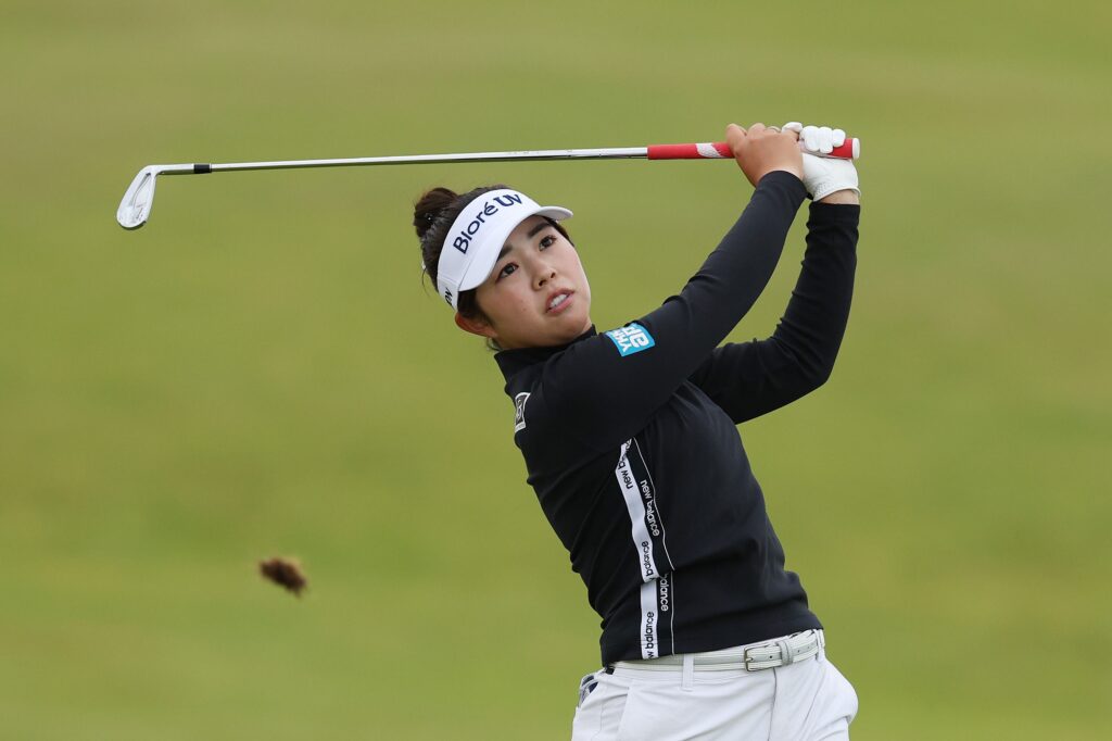 Miyu Yamashita of Japan plays her second shot on the fourth hole during the second round of the AIG Women's Open.
