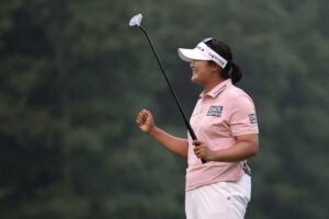 Haeran Ryu celebrates after winning the 2024 FM Championship at TPC Boston.