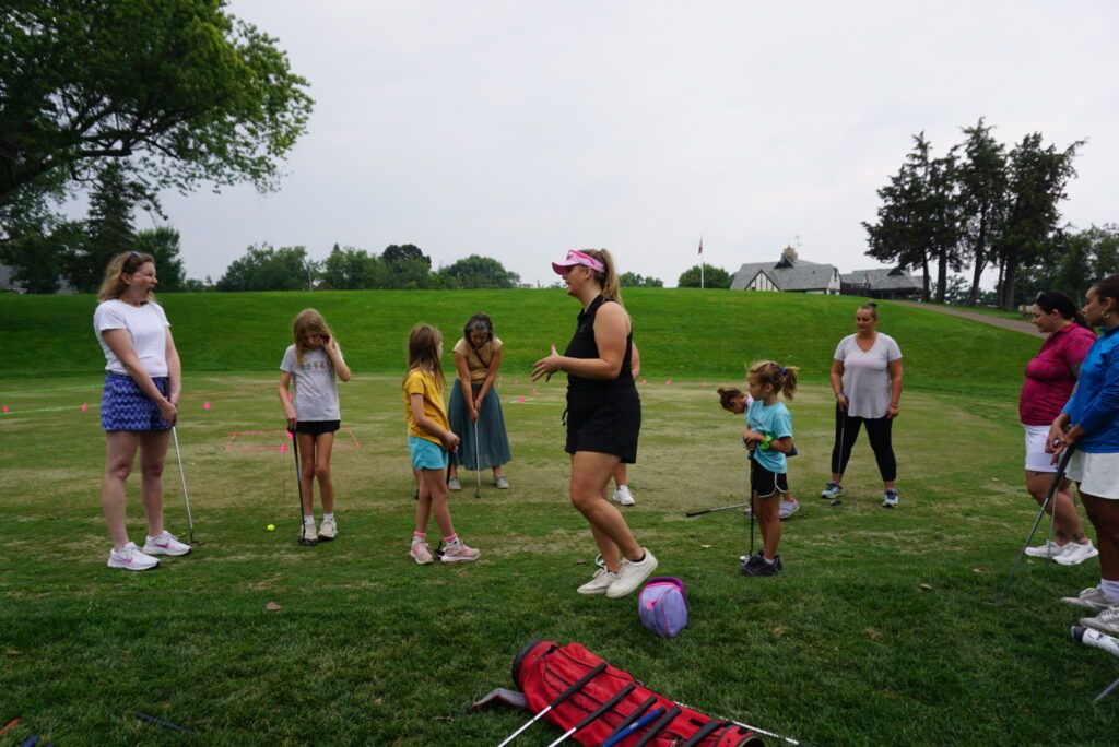 Founder Tory Kronschnabel instructs a mother-daughter clinic.
