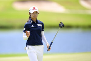 Youmin Hwang of South Korea putts on the first green during the final round of the 2025 LOTTE Championship presented by Hoakalei.