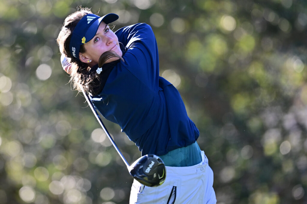 Linn Grant of Sweden plays her shot from the fifth tee during the first round of The ANNIKA driven by Gainbridge at Pelican.
