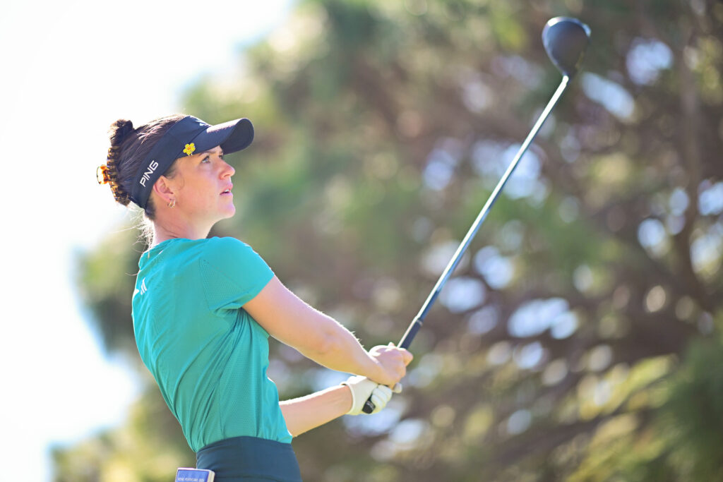 Linn Grant of Sweden plays a shot from the fifth tee during the third round of The ANNIKA driven by Gainbridge at Pelican.