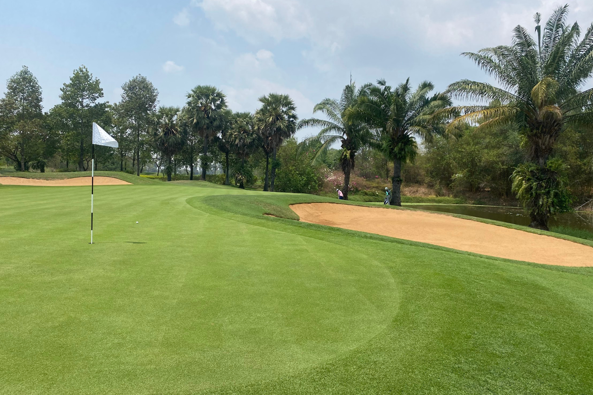 A nice shot of the green at the Angkor Golf Resort.