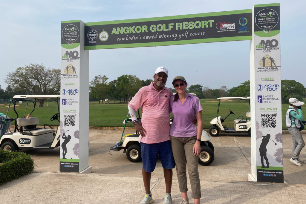 Merullo and her friend Ed Wanambwa enjoyed a round together.