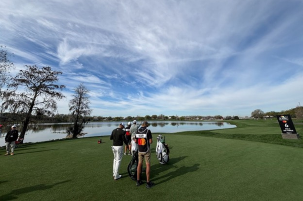 Adam Scott and group prepare to tee off hole 6 at the 2025 Arnold Palmer Invitational.