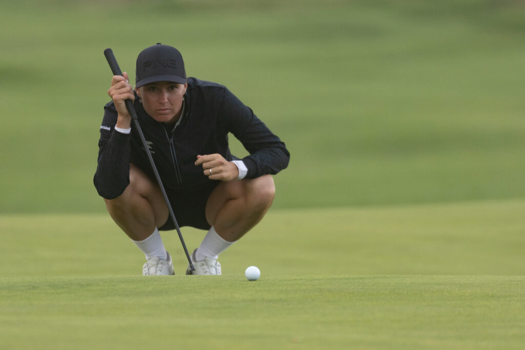 Kelsey Bennett reading a putt during the final round of the 2026 Australian Women's Classic.