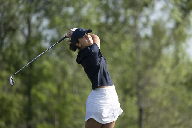 Andrea Revuelta tees off hole 17 during the second round of the 2026 ANWA.