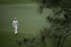 Rory McIlroy walks up the 8th hole during his practice round this week.