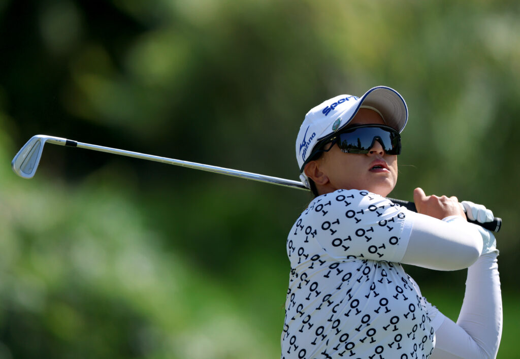 Sei Young Kim of South Korea plays a shot on the sixth hole during the third round of the 2026 JM Eagle LA Championship presented by Plastpro. 