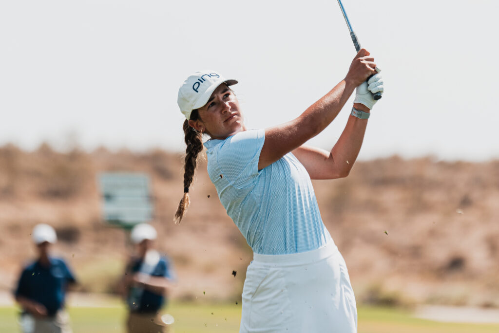 Megan Schofill hits from the fairway during the third round of the 2026 Carlisle Arizona Women's Golf Classic.