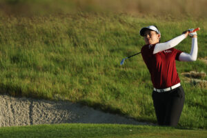 Jeeno Thitikul plays a shot on the 18th fairway during the third round of the 2025 Mizuho Americas Open.