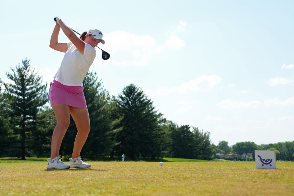 Lottie Woad of England plays her shot from the 10th tee during the final round of the 2026 Kroger Queen City Championship presented by P&G.