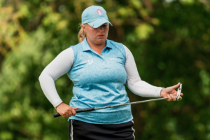 Samantha Wagner eyes a putt ahead of her win at the 2025 Firekeepers Casino Hotel Championship.