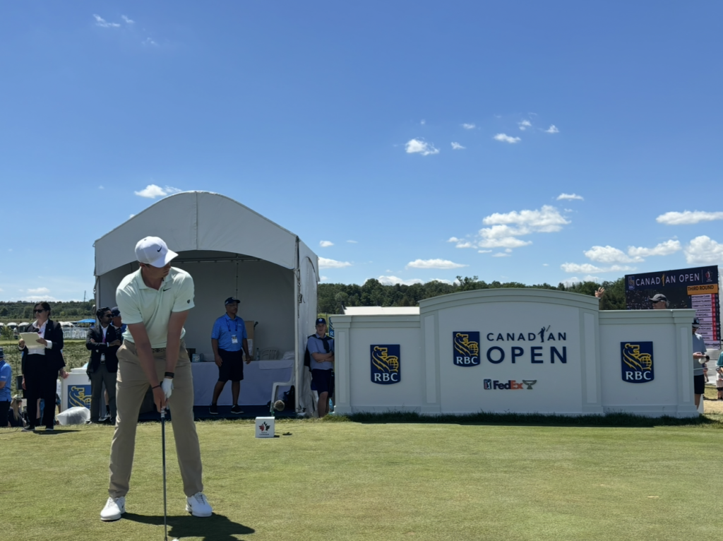Ben James teeing off at the 2026 RBC Canadian Open. 
