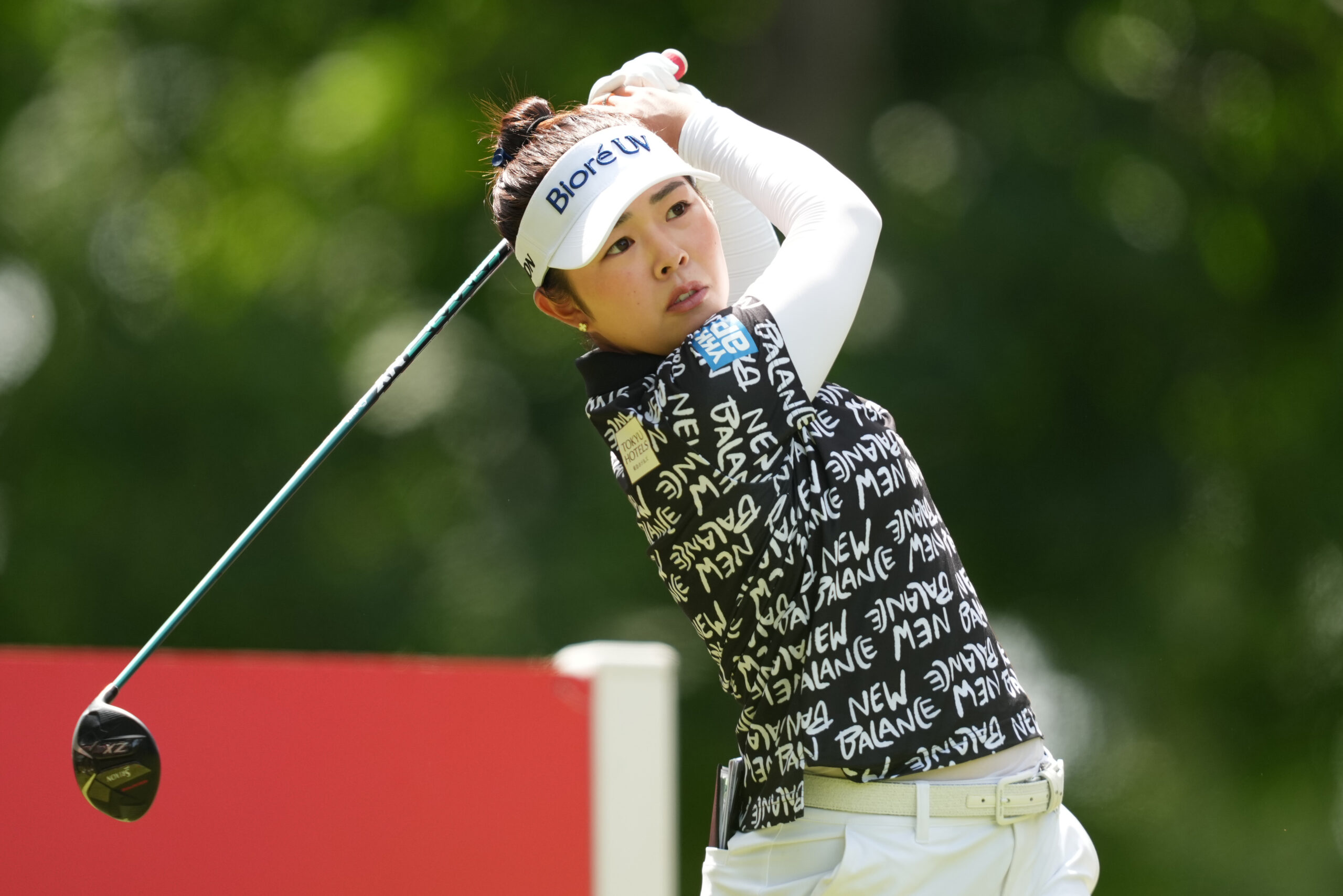 Miyu Yamashita of Japan plays her shot from the sixth tee during the final round of the 2026 Meijer LPGA Classic for Simply Give.