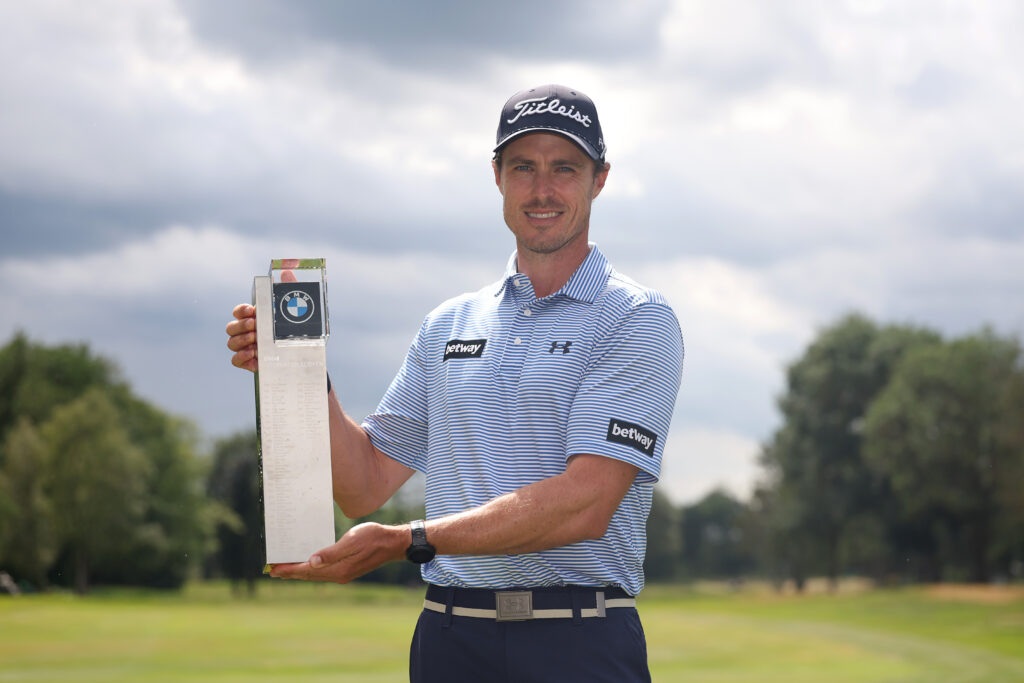 Michael Hollick poses with the trophy after winning the 2026 BMW International Open.