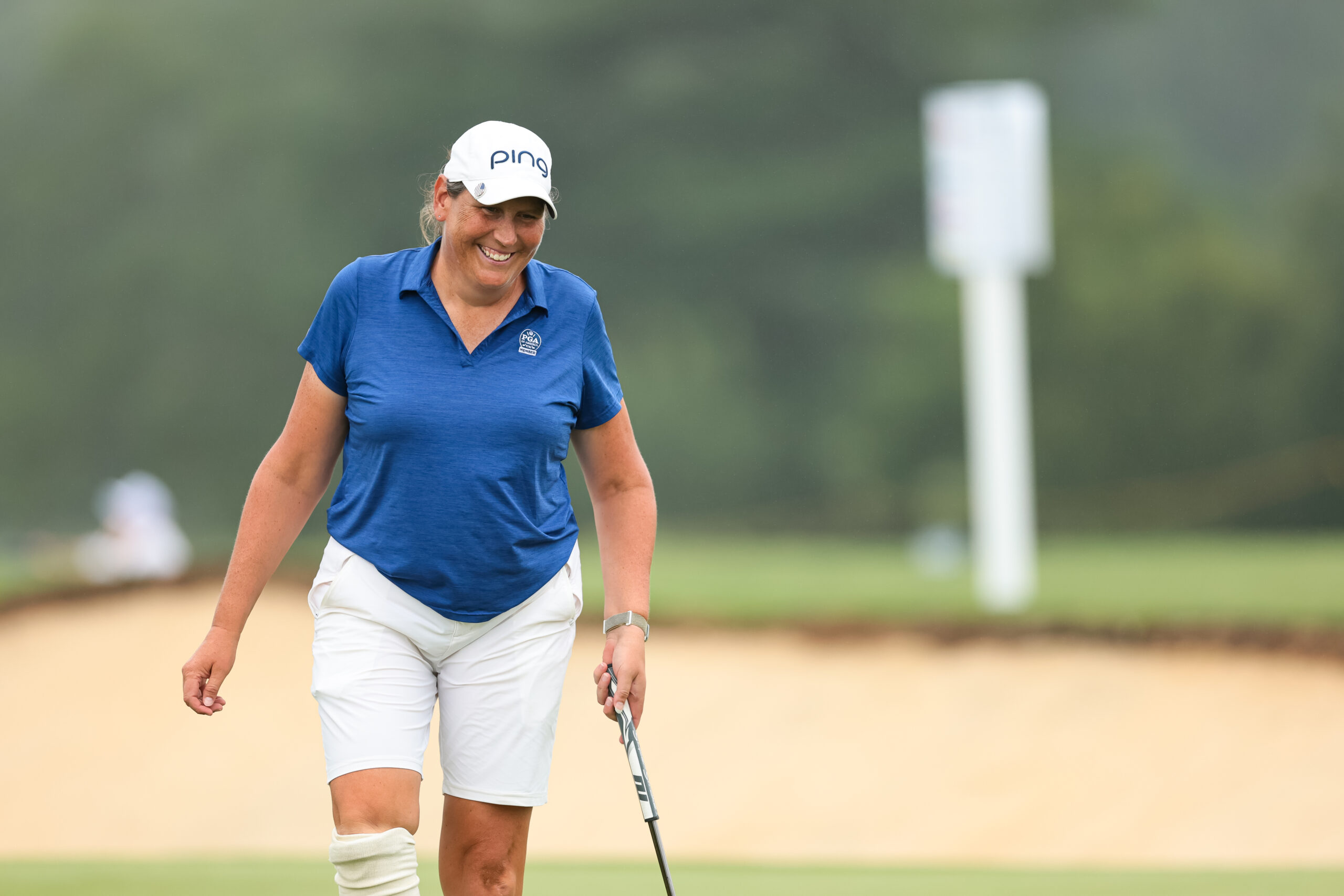 Kim Moore reacts after missing her putt on the ninth hole during the first round of the 2026 U.S. Adaptive Open.