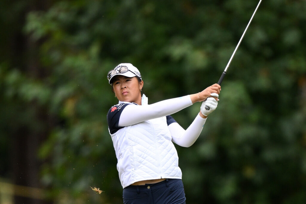 Anna Huang of Canada wraps up her round at the 2026 PIF London Championship.