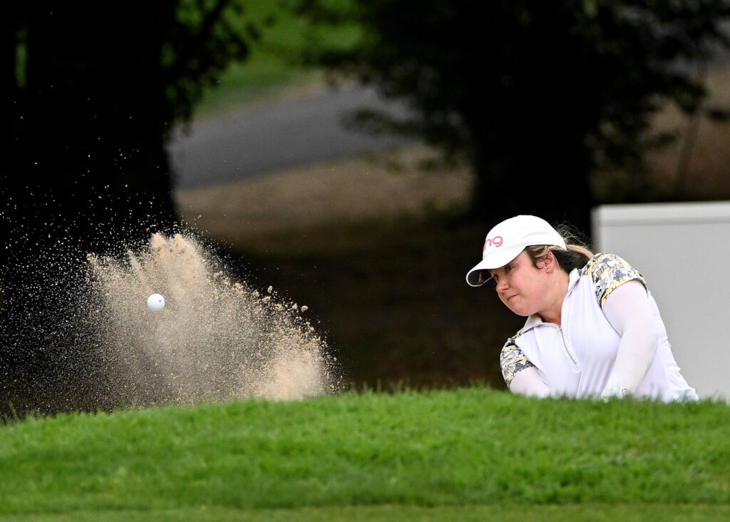 Eleanor Givens hits out of a sand trap before winning the 2026 VP Bank Swiss Ladies Open.