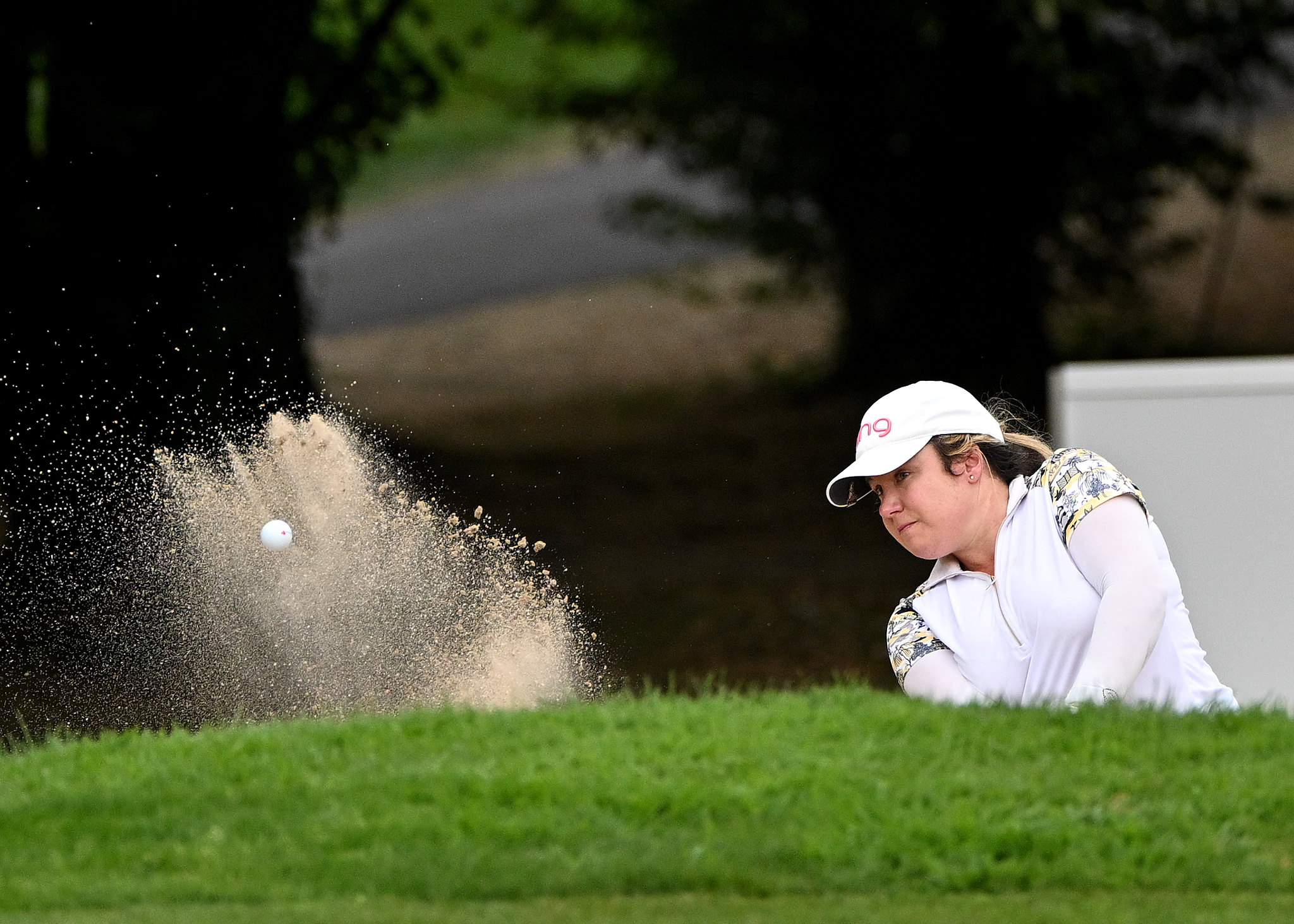 Eleanor Givens hits out of a sand trap before winning the 2026 VP Bank Swiss Ladies Open.