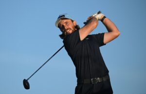 Tommy Fleetwood of England plays a shot during the pro-am prior to the 2026 FedEx Open de France.