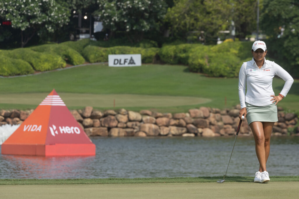 India's Pranavi Urs plays a practice round at the 2026 Hero Women's Indian Open.